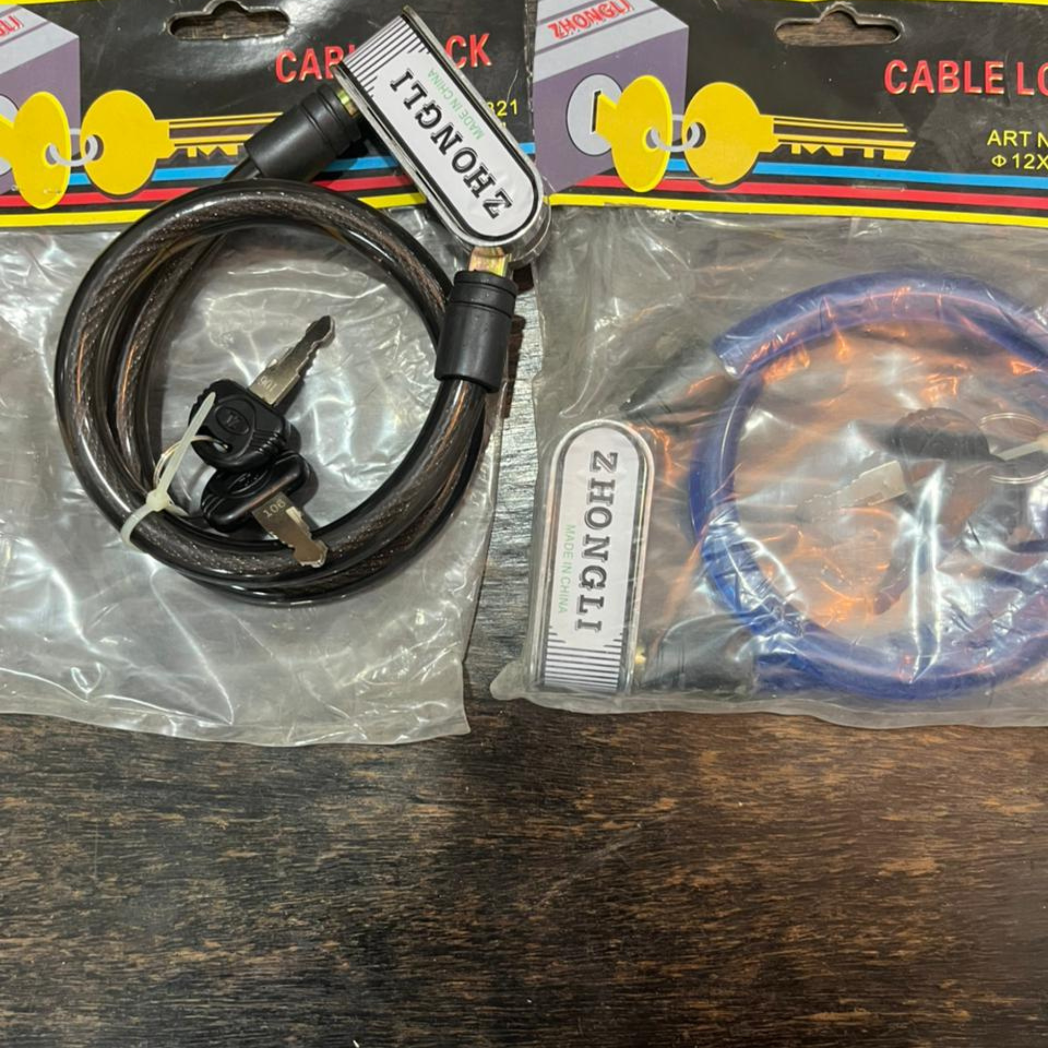 ZHONGLI Heavy-Duty Cable Lock for Motorcycle & Bicycle – Anti-Theft Steel Wire with Keys | Durable & Weather Resistant