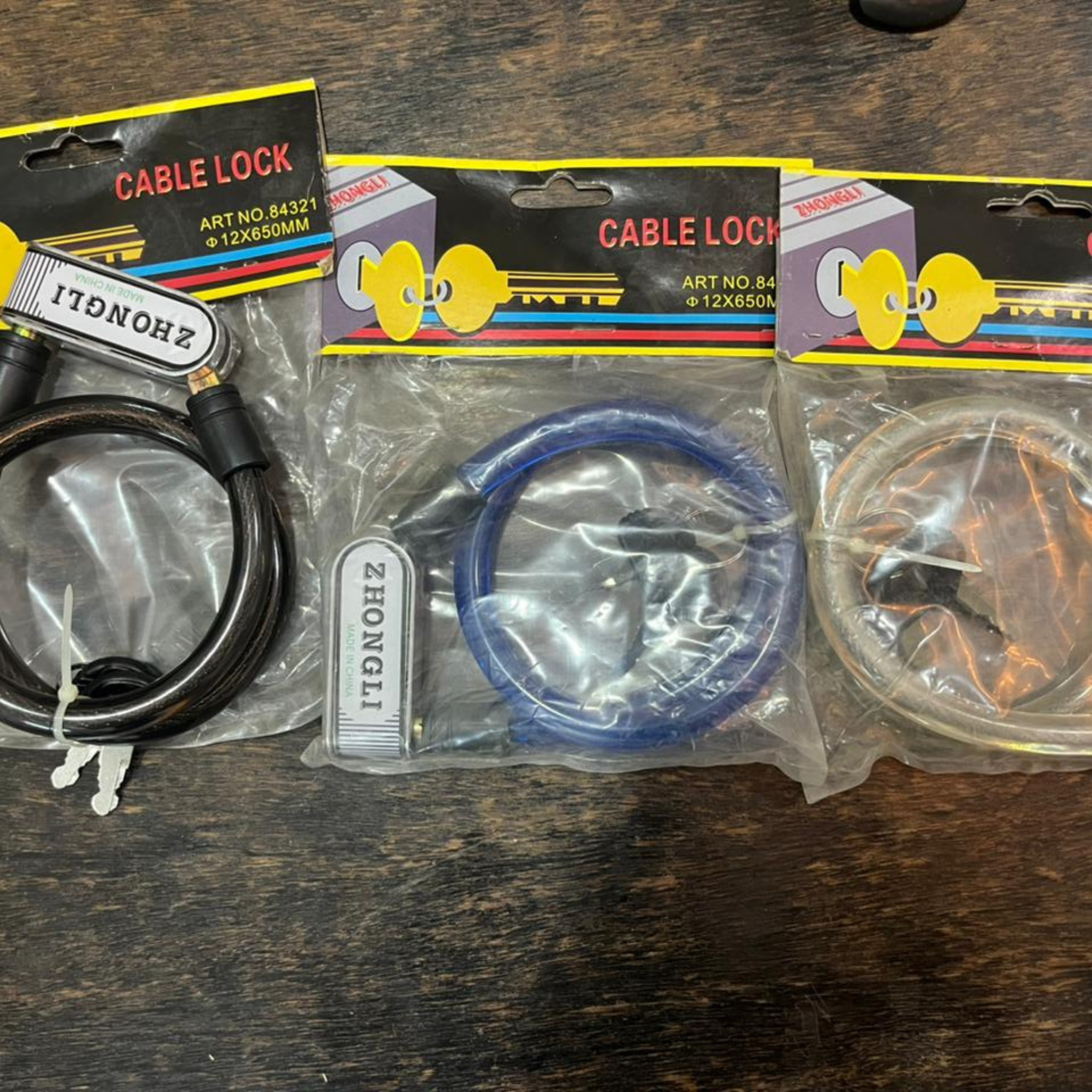 ZHONGLI Heavy-Duty Cable Lock for Motorcycle & Bicycle – Anti-Theft Steel Wire with Keys | Durable & Weather Resistant